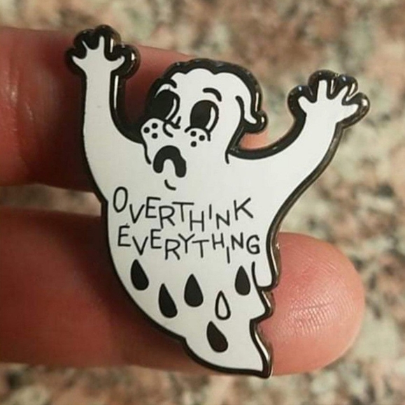 *2 for $13* Overthink Everything Ghost Hard Enamel Pin - Picture 2 of 3